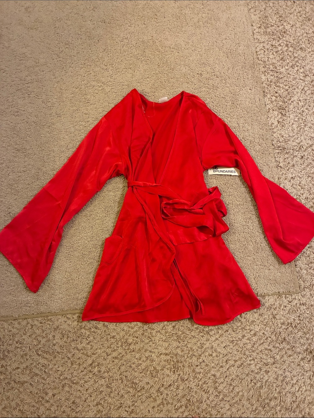 Boundaries Red Wrap around robe size XS with heart pockets